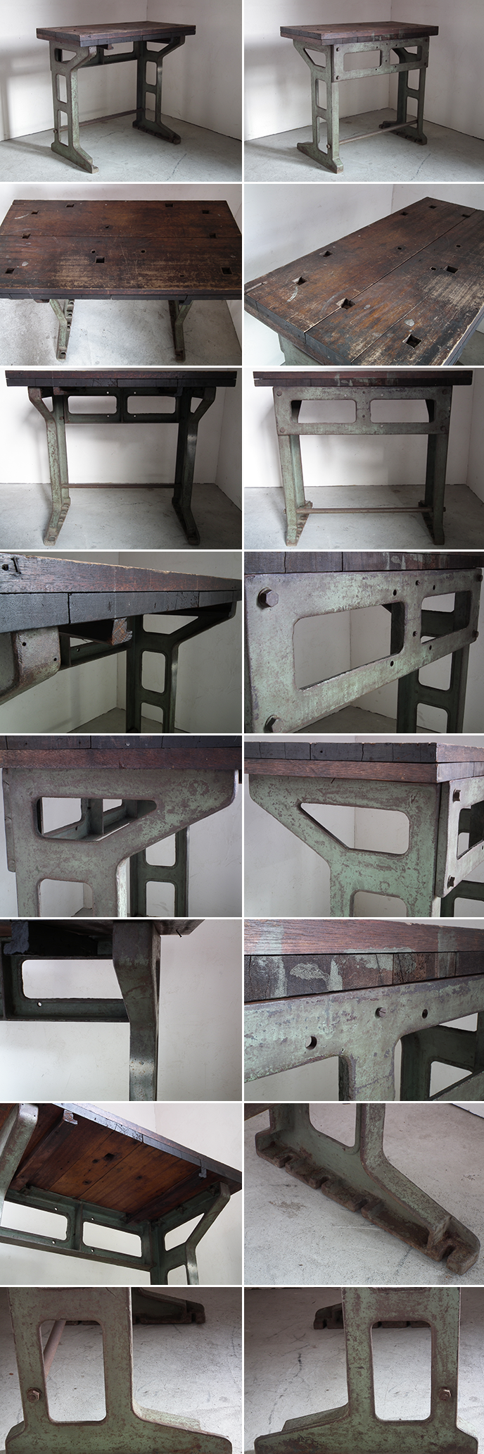 J00111 インダストリアル 古い鉄脚作業台 アトリエデスク | MANSIKKA