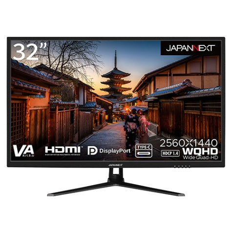JAPANNEXT VAパネル搭載32インチ液晶モニター WQHD解像度 USB-C給電