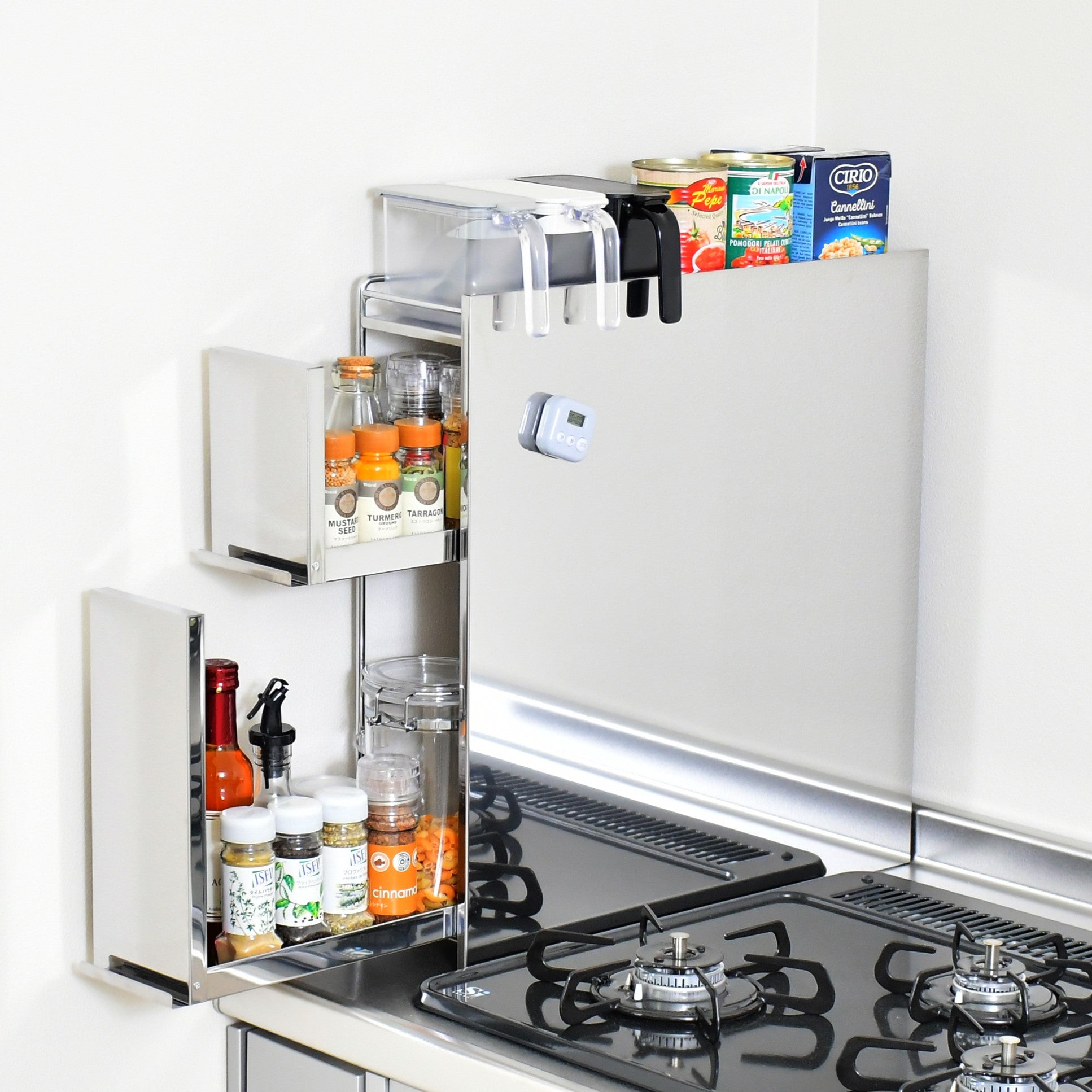 日本製 燕三条 隠せるステンレス調味料ラック 2段 引き出し 大容量