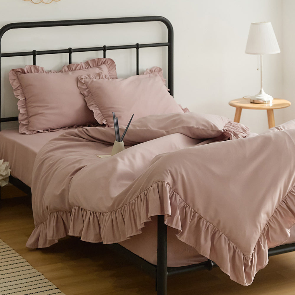 布団カバー 3点セット フリル付き シングル 洗える ウォッシャブル 速