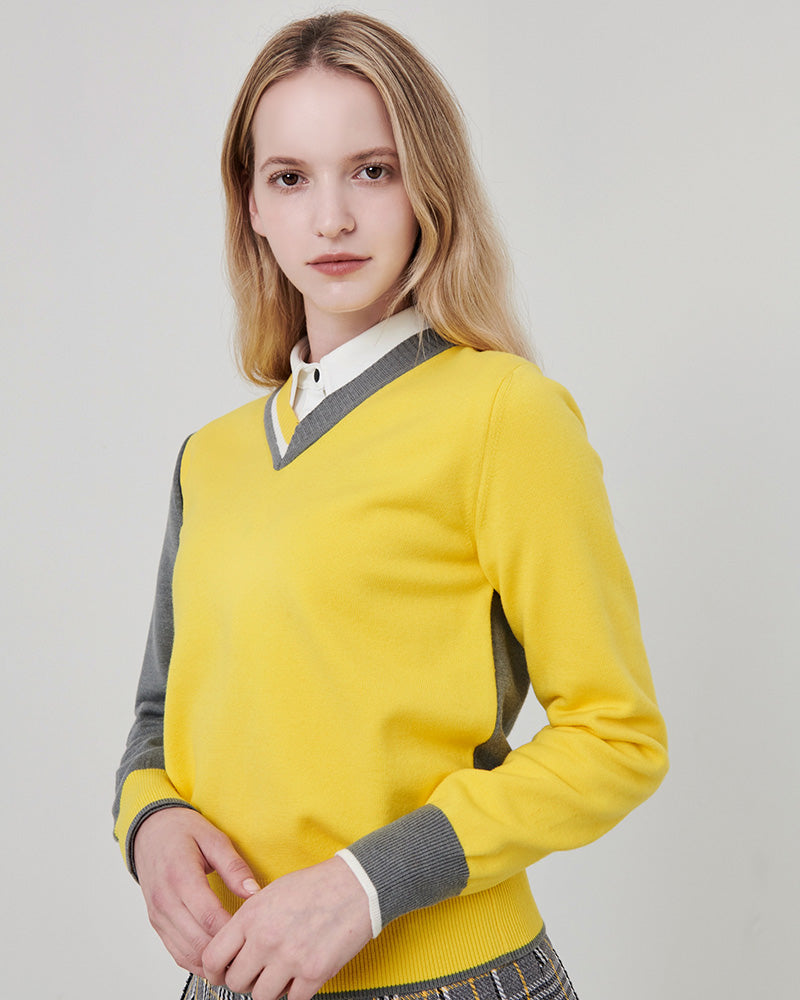 エリーVネック ニットセーター（イエロー） – SOMUA CLUB