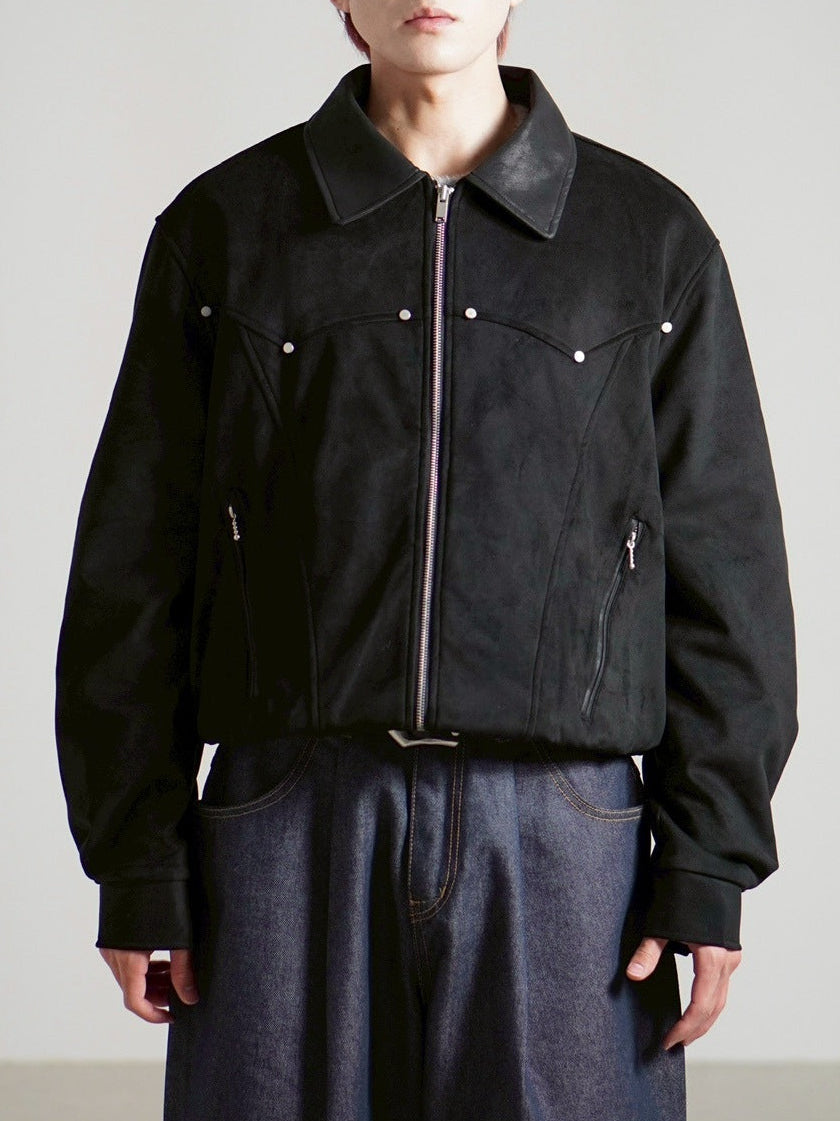 Chikashitsu +】suede contrast collar jacket / 【チカシツプラス