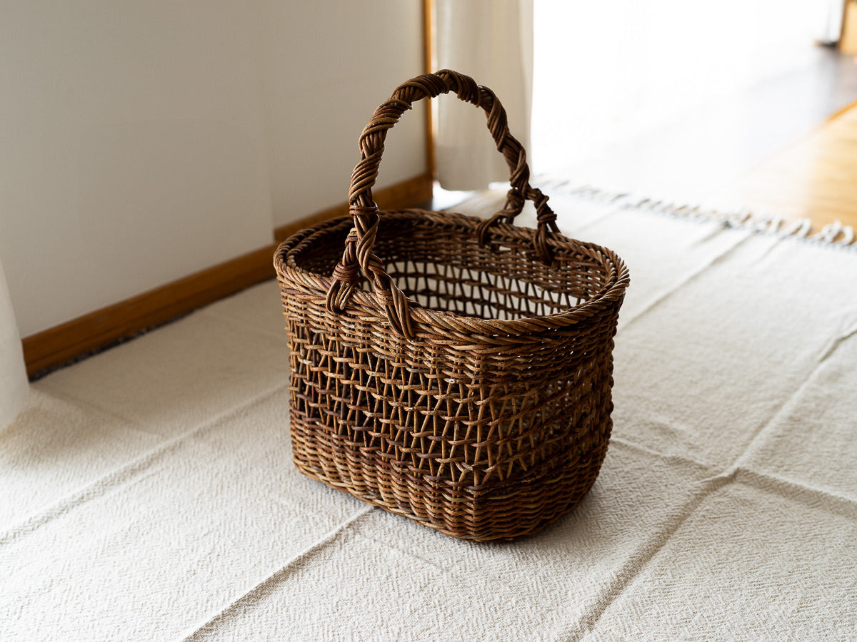 あけび楕円かご すかし編み 持ち手付き | 市川籠店 – 市川籠店 | 1basketry