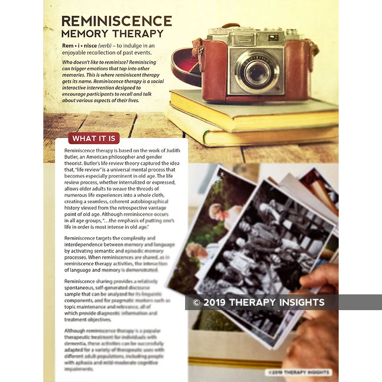 Reminiscence Memory Therapy – Adult and pediatric printable