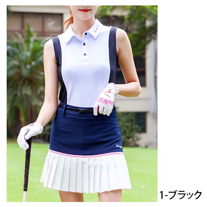 ゴルフウェア レディース ゴルフノースリーブ ポロシャツ ストレッチ