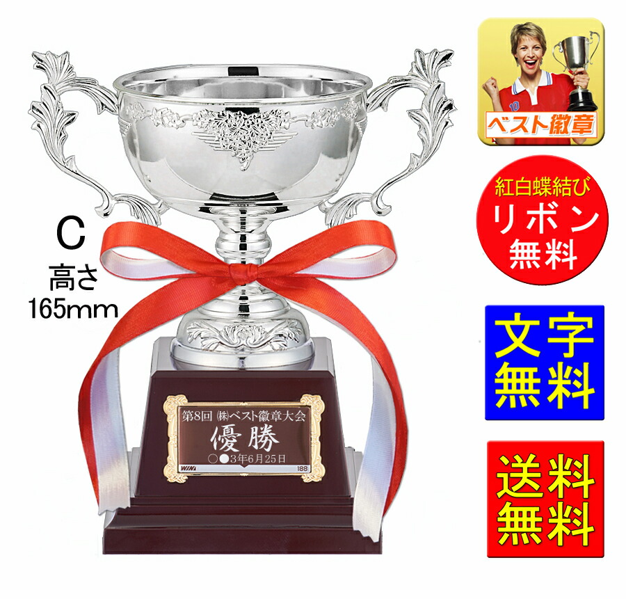 楽天市場】優勝カップ 高さ165mm 送料無料 レーザー文字無料 銀