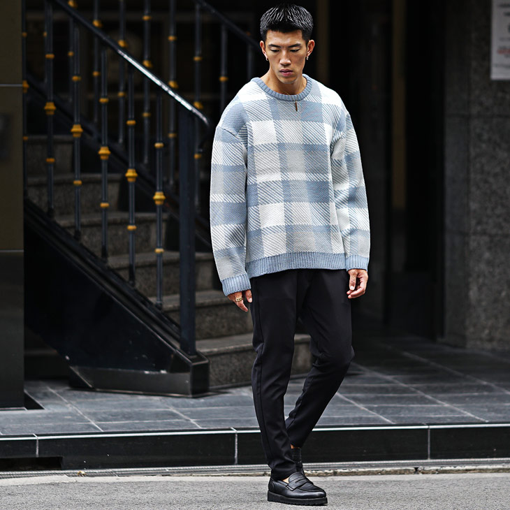 楽天市場】ニット メンズ セーター 長袖 ニットセーター チェック柄