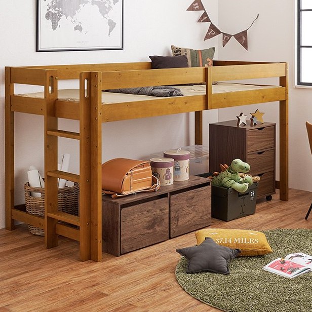 楽天市場】ロフトベッド 高さ120cm 低め 垂直ハシゴタイプ 省スペース