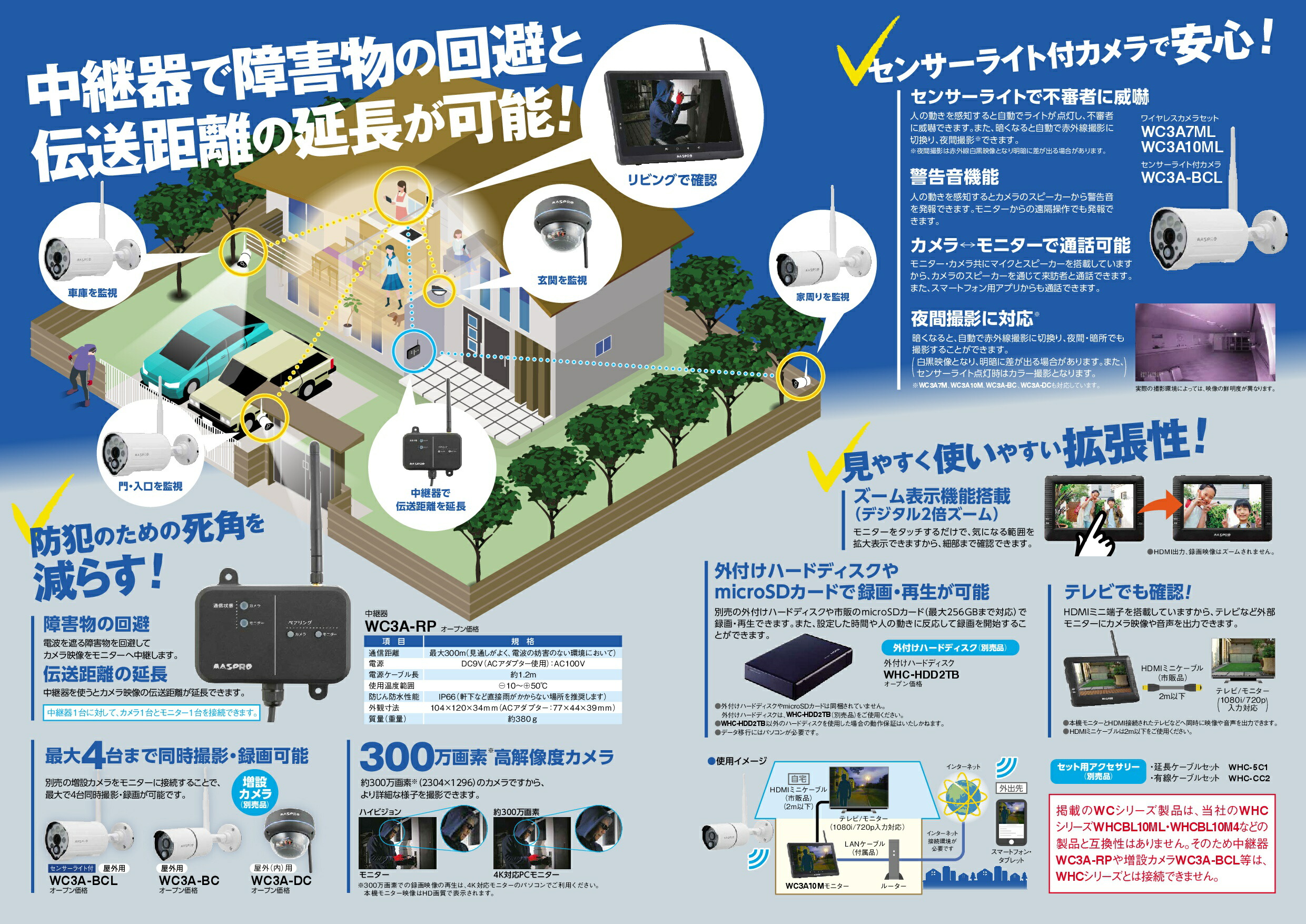 楽天市場】〔送料無料〕 マスプロ モニター(10インチ）&センサーライト