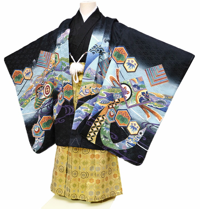 楽天市場】七五三 753 着物 男の子 袴 セット 3歳羽織袴 フルセット 兜