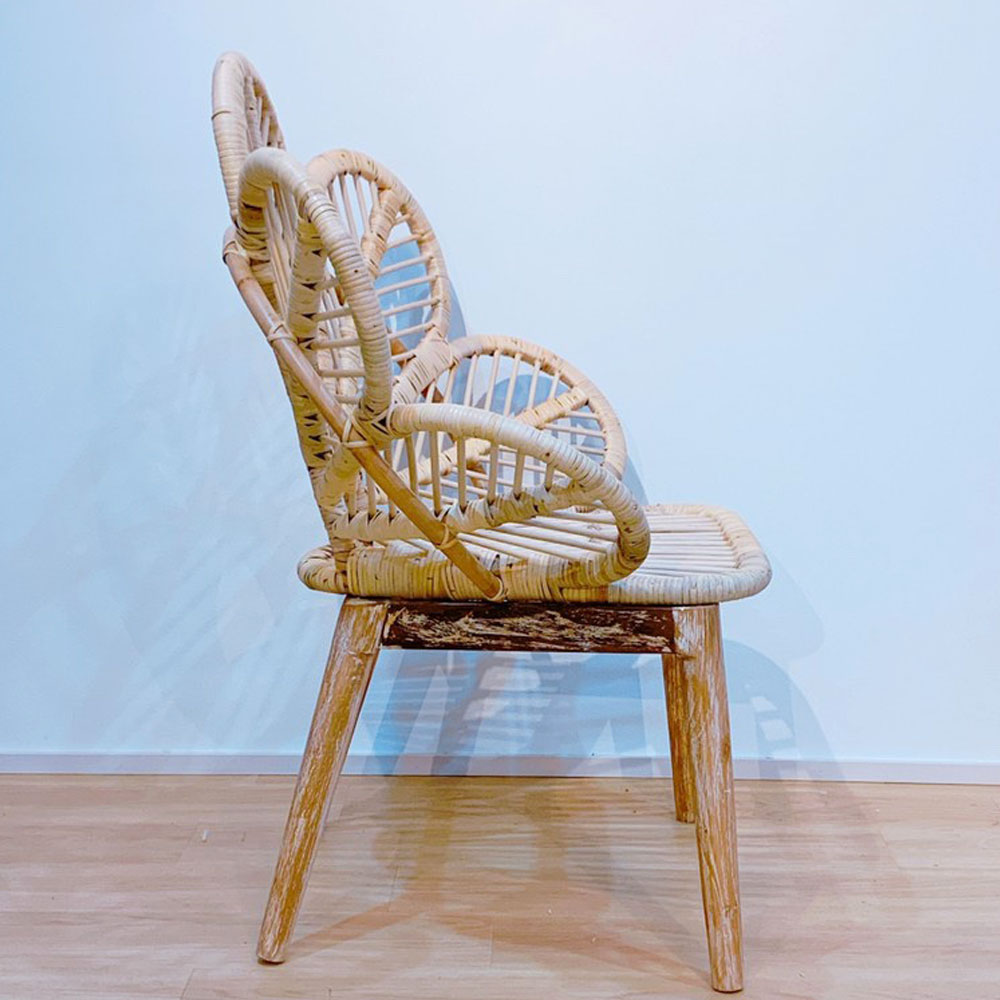 楽天市場】ラタン×チーク無垢材フラワーチェア チェア おしゃれ 北欧