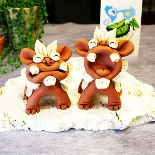 楽天市場】シーサー 素焼き 素焼きシーサー 置物 玄関 お土産 沖縄