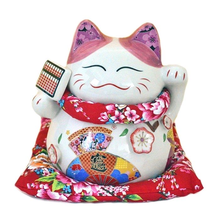 楽天市場】招き猫 ピンク そろばん 笑い猫 置物 恋愛運アップ 恋愛成就
