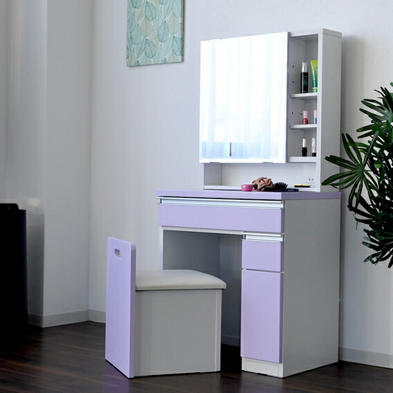 楽天市場】ドレッサー 一面鏡 収納付き 椅子付き モダン ホワイト