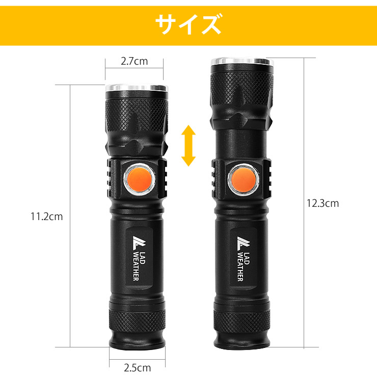 楽天市場】LEDライト 充電式 懐中電灯 超コンパクトサイズ IPX4 防塵