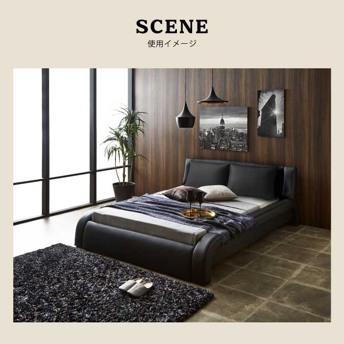 楽天市場】ダブルベッドフレーム 単品 レザー張りベッド モダン