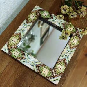 楽天市場】【送料無料】アンティークタイルミラー 正方形 ミラー 鏡