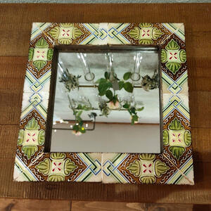 楽天市場】【送料無料】アンティークタイルミラー 正方形 ミラー 鏡