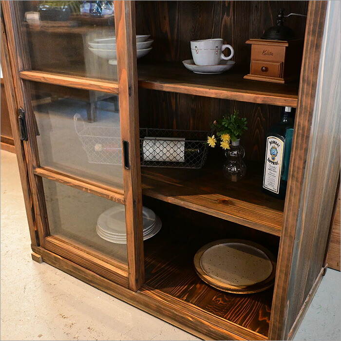 楽天市場】昭和 レトロガラス キャビネット 飾り棚 食器棚 無垢材 欅天