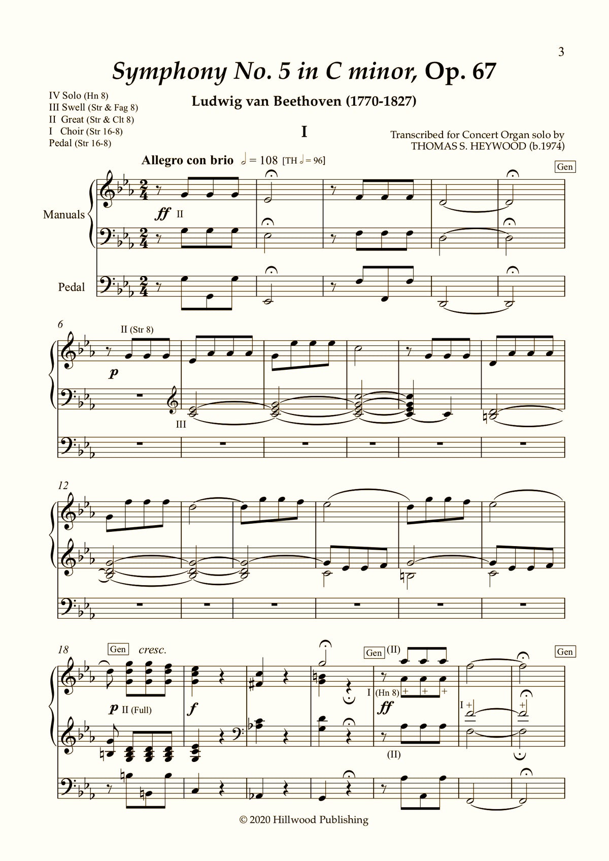 Beethoven/Heywood - Symphony No. 5 in C minor, Op. 67 (Score