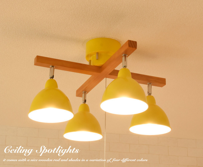 プルスイッチ】シーリングライト おしゃれ 北欧 木枠 4灯 / 天井照明