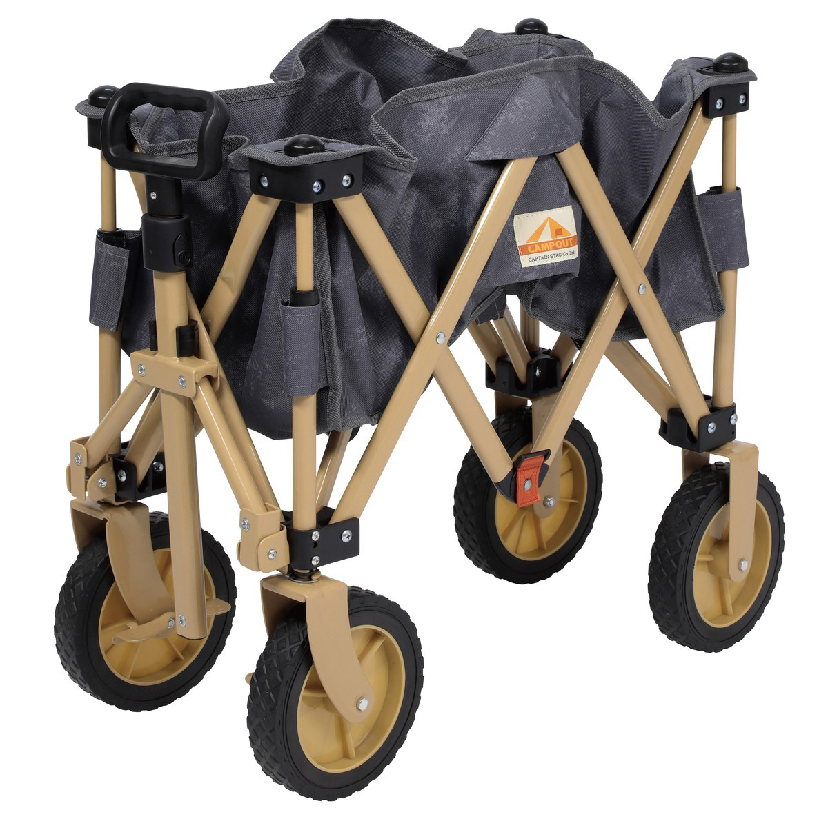 キャンプアウト コンパクト4輪キャリー（エイジンググレー×タン