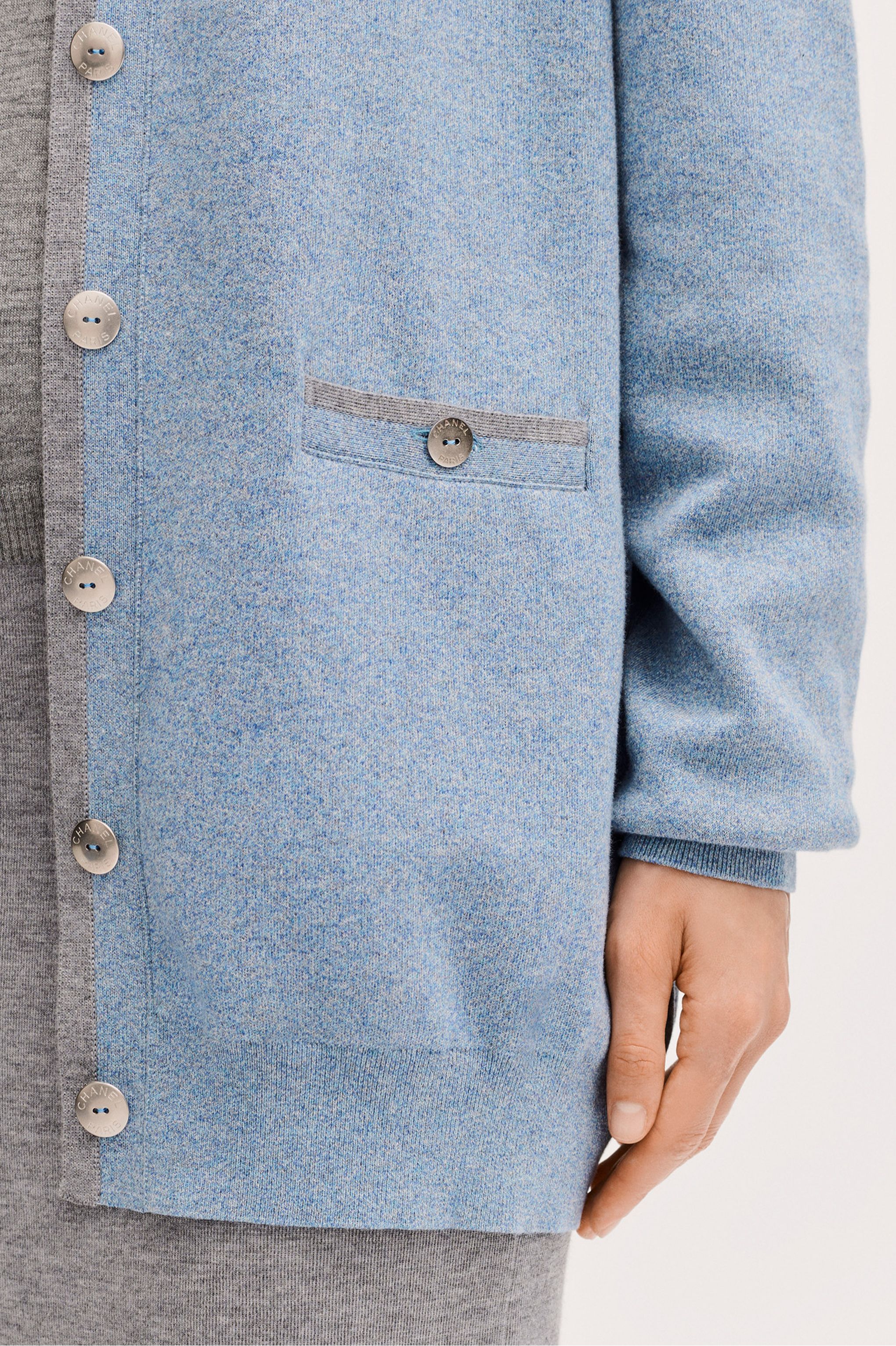 Cardigan - Cotton, blue & gray — Fashion | CHANEL