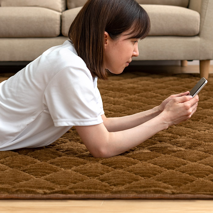 洗えるコーデュロイ調キルティングラグ FUCCA(フッカ) 200×300cm