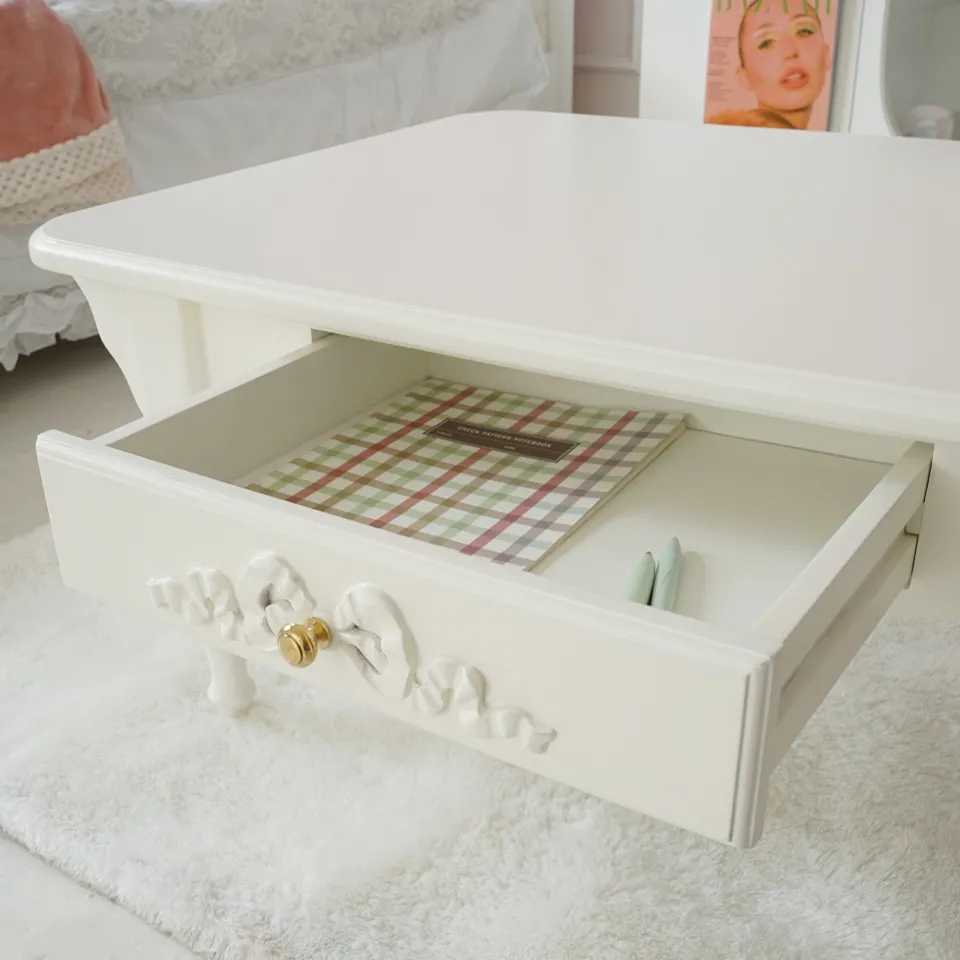 ステラリボン 姫系 センターテーブル ホワイト 幅90cm｜ロココ調家具