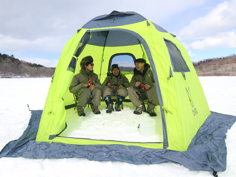 ワンタッチフィッシングテント（ライムグリーン・ベージュ 5人用） T5