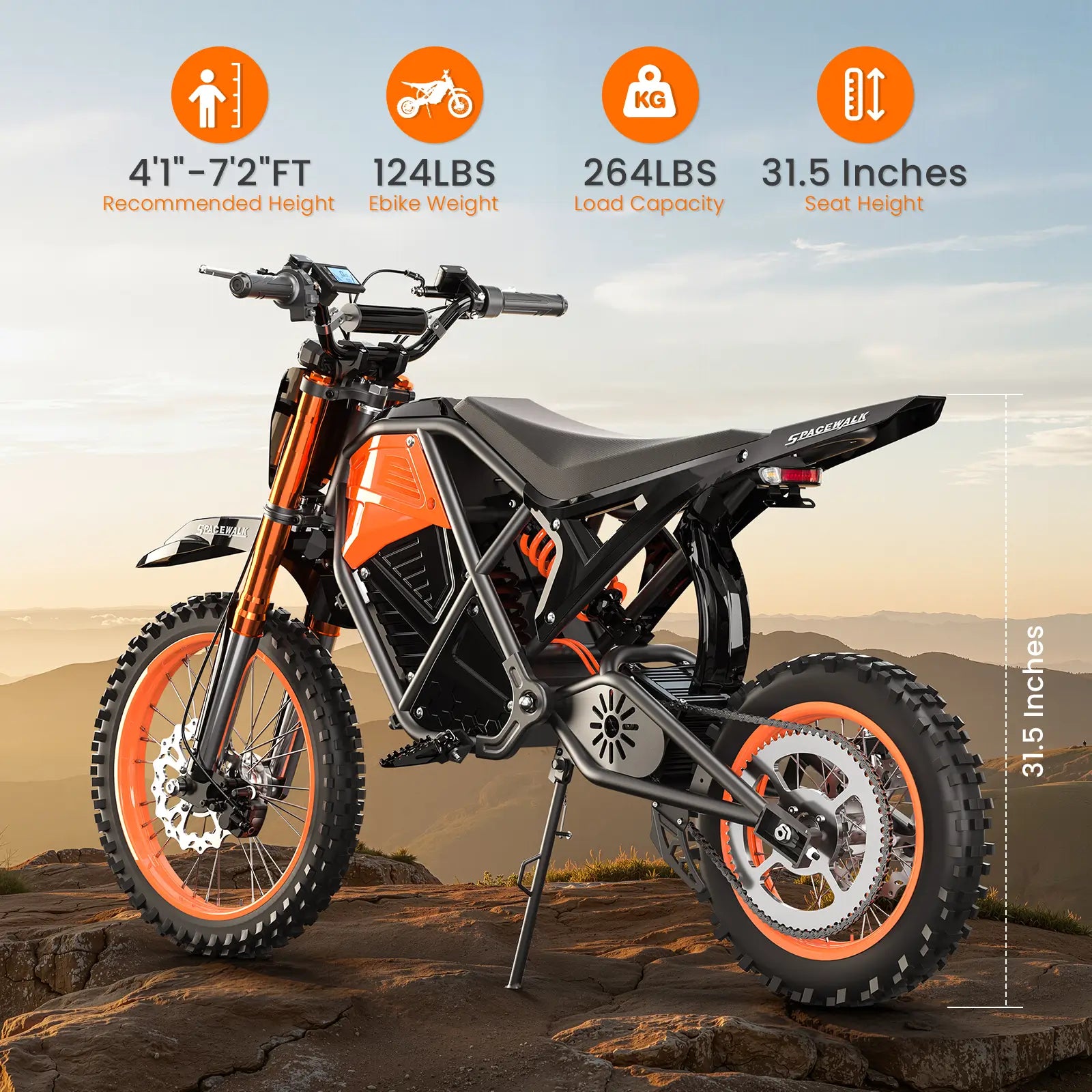 Eilleo SpaceWalk X01 Electric Dirt Bike, 3000W, 48V 20Ah – Eilleo Bike