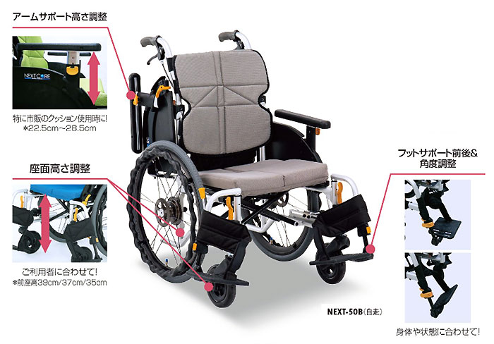 松永製作所】ネクストコア-ミニモ 自走式車椅子 NEXT-50B ｜車いすの