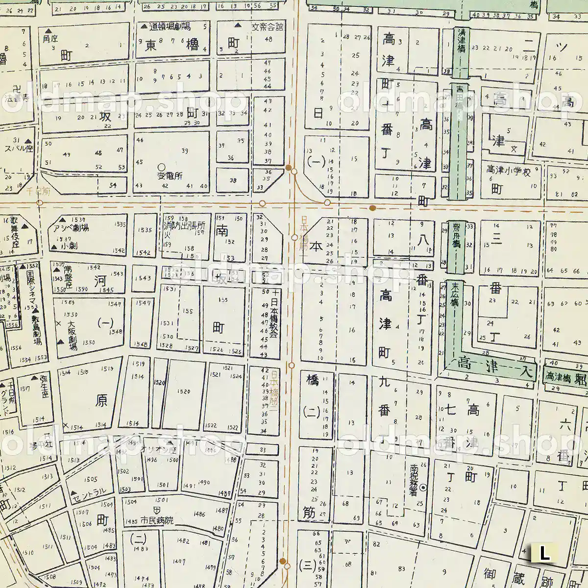 南区詳細図 昭和30年(1955) – 大阪市区分詳細図 – 古地図素材データの