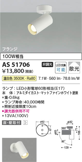 Koizumi コイズミ照明 LEDスポットライト AS51706 | 商品紹介 | 照明