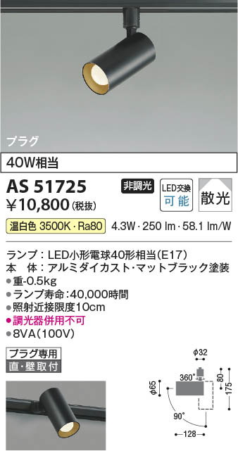 Koizumi コイズミ照明 LEDスポットライト AS51725 | 商品紹介 | 照明