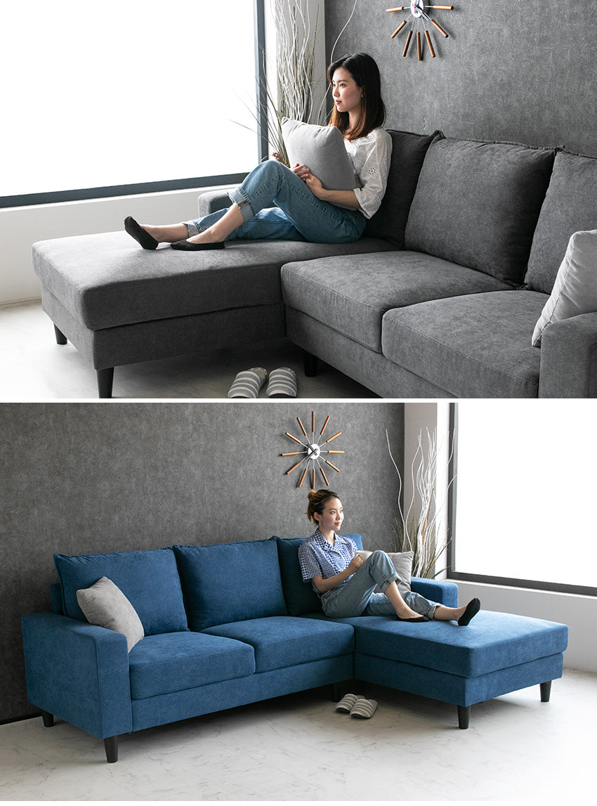 lushroom カウチソファ 3人掛け ファブリック ソファー グレー