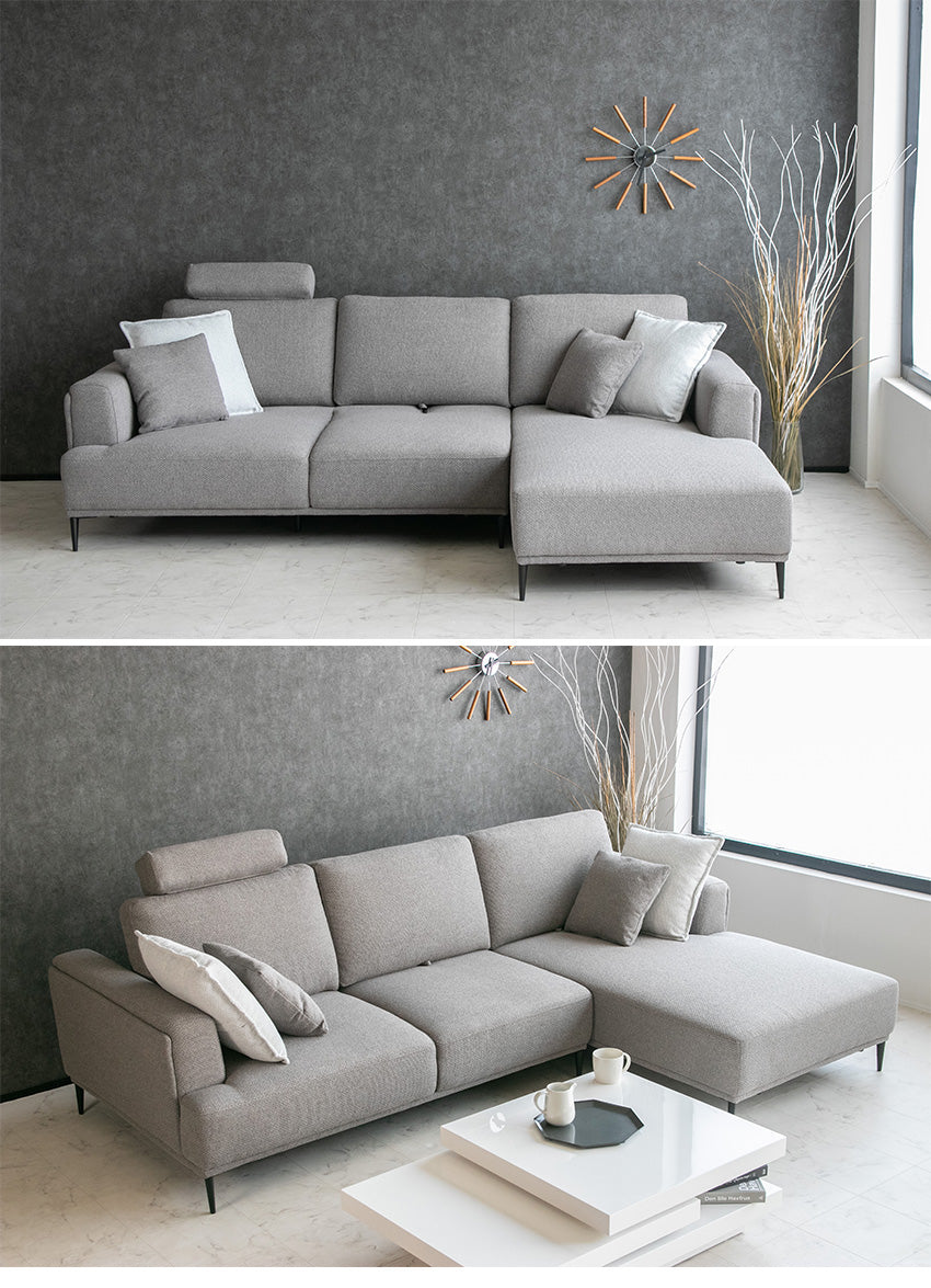 lushroom カウチソファ 3人掛け 背もたれ可動式 ファブリック ソファー