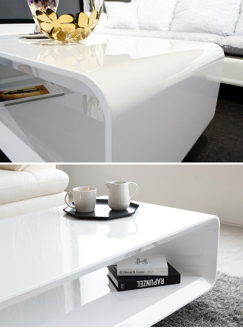 lushroom センターテーブル ホワイト ハイグロス 鏡面 ローテーブル