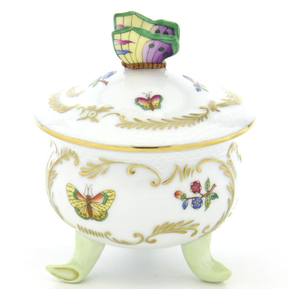 50%Off】ヘレンド(Herend) ボンボン入れ(06219/C)蕾飾り 透かし彫り