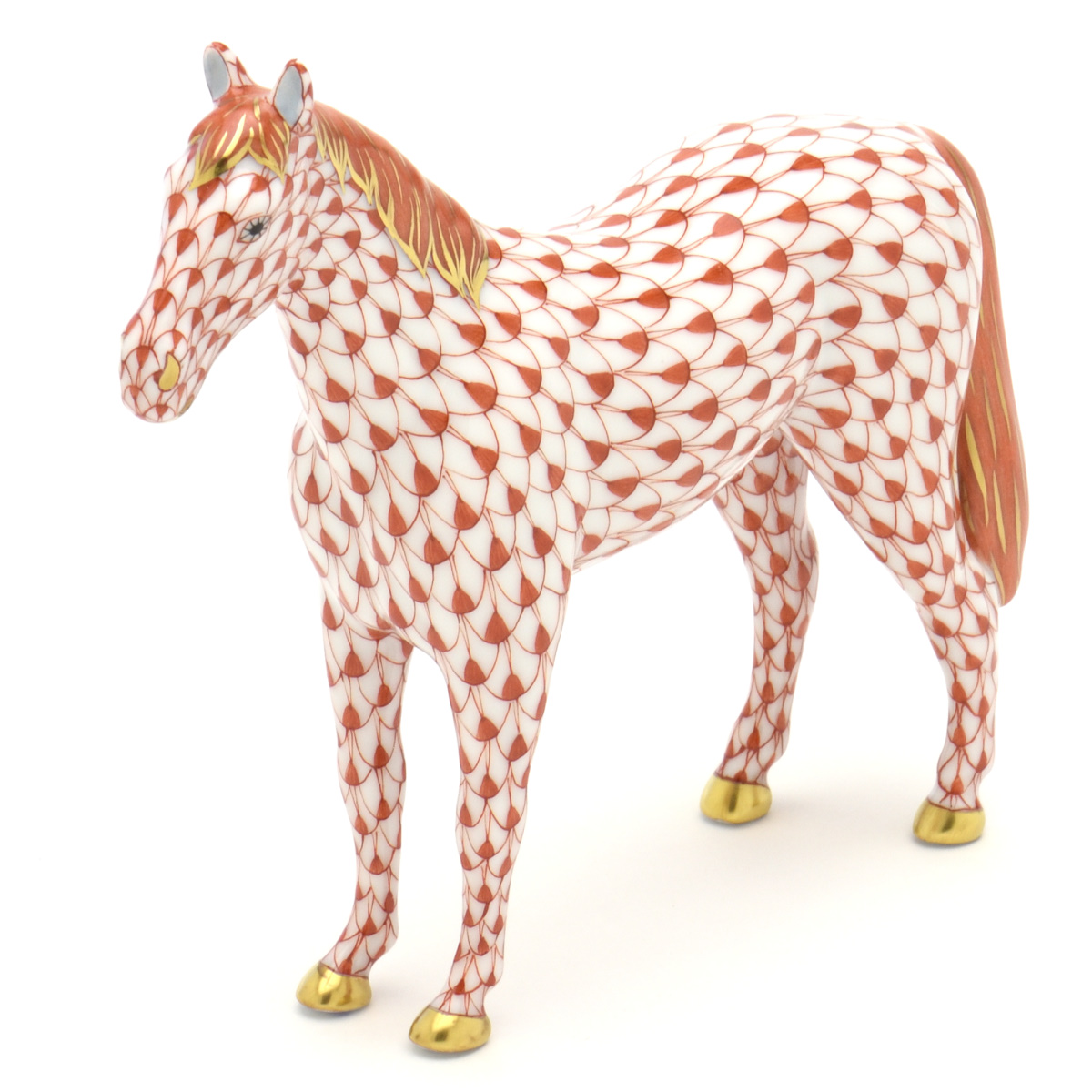 ヘレンド(Herend) 馬 置物 赤色の鱗模様(VH-15238)【現物写真】手描き