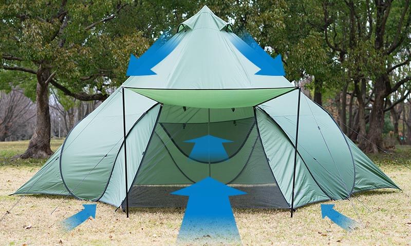 大型なのにポップアップでかんたん設営 ポップワンポールテント