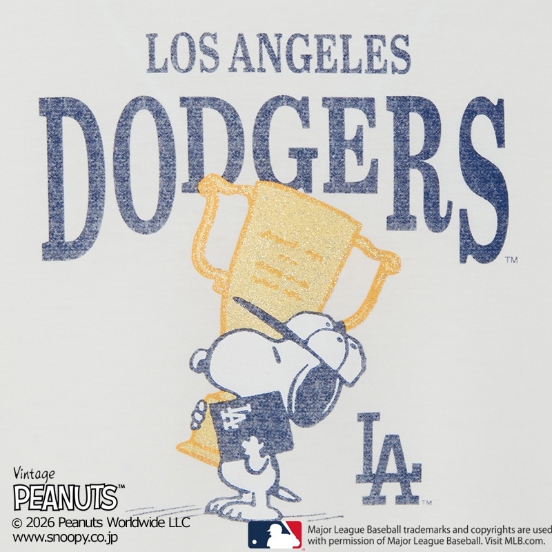 MLB×スヌーピー PEANUTS Tシャツ ロサンゼルス・ドジャース(ホワイト