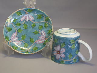 有田焼 華山萬ェ門窯 古染風唐草デミタスセット