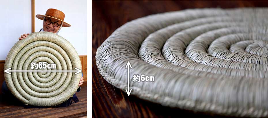 七島藺渦巻円座 65センチ 七島藺を畳一畳分を使い製作されました | 虎