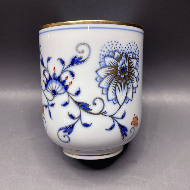 マイセン（Meissen） ブルーオニオン レッド＆ゴールド 夫婦蓋付湯呑