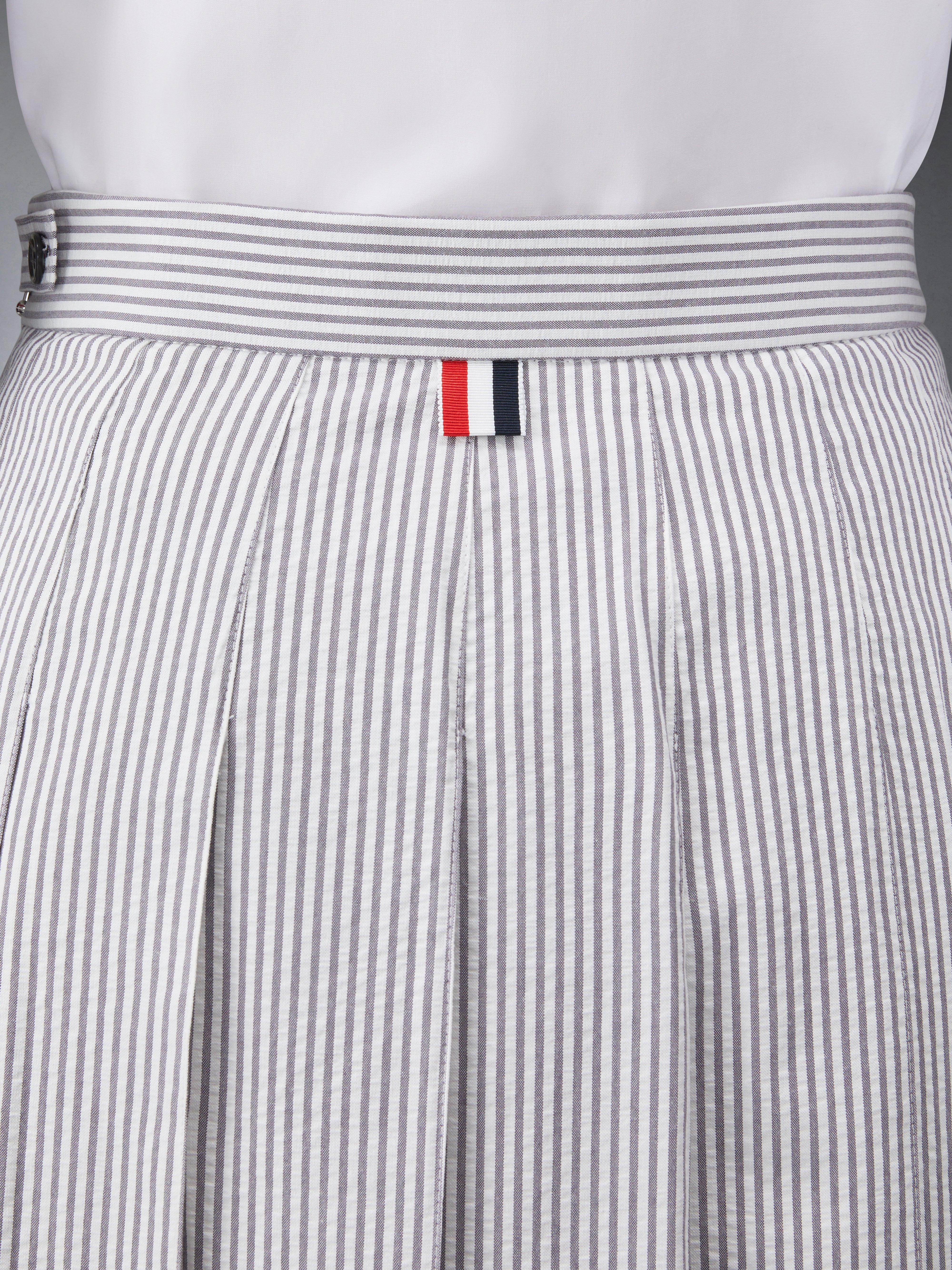 シアサッカー ミディ丈 プリーツスカート | Thom Browne