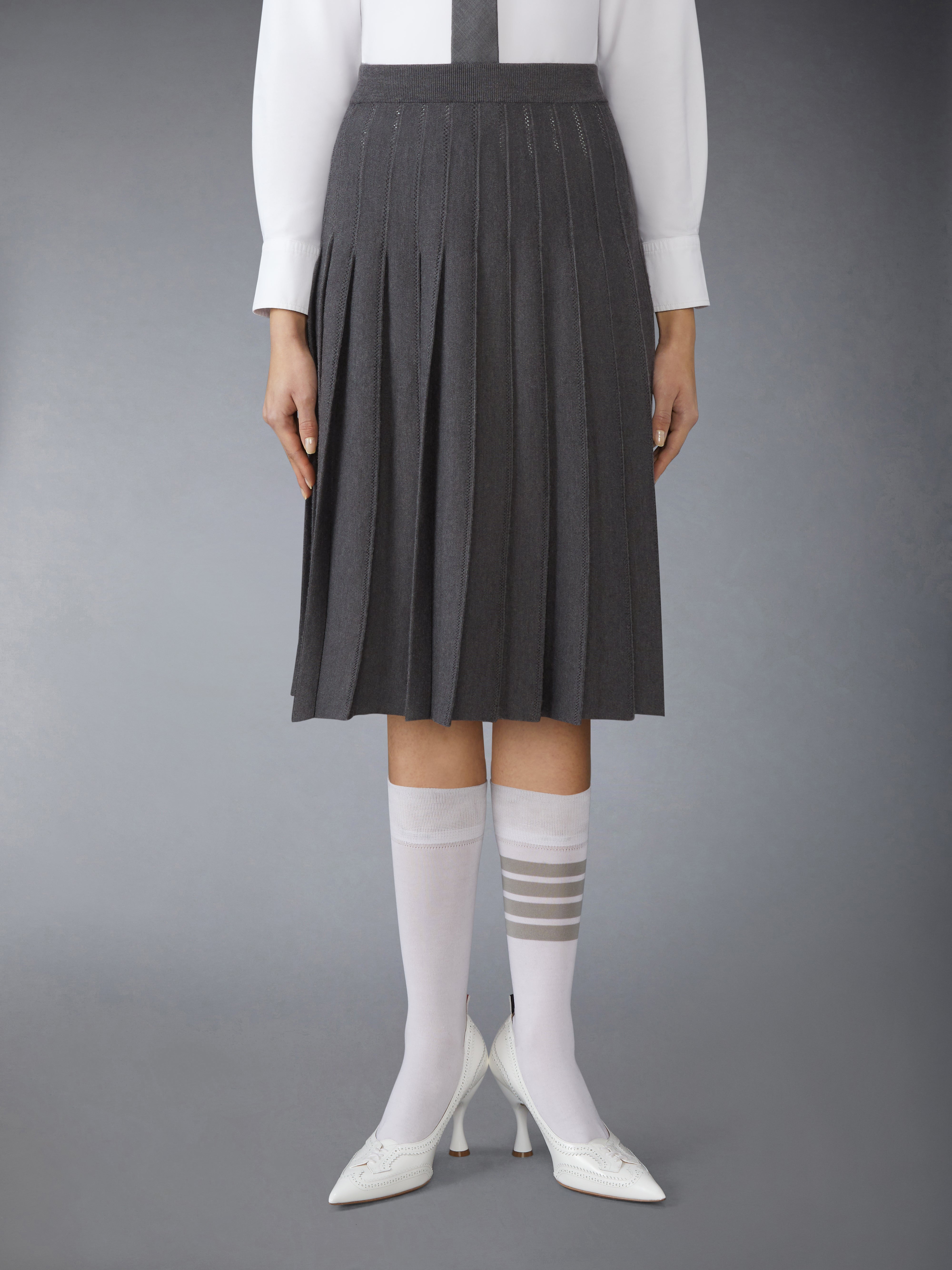 ウール シルク ポインテール プリーツスカート | Thom Browne