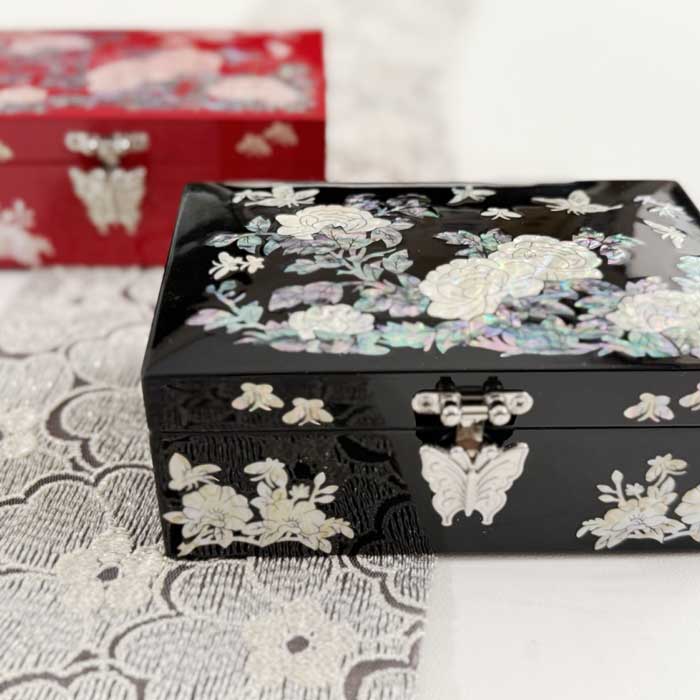 螺鈿の高級ジュエリーボックス 韓国高級螺鈿宝石箱 春風 名刺入・小物