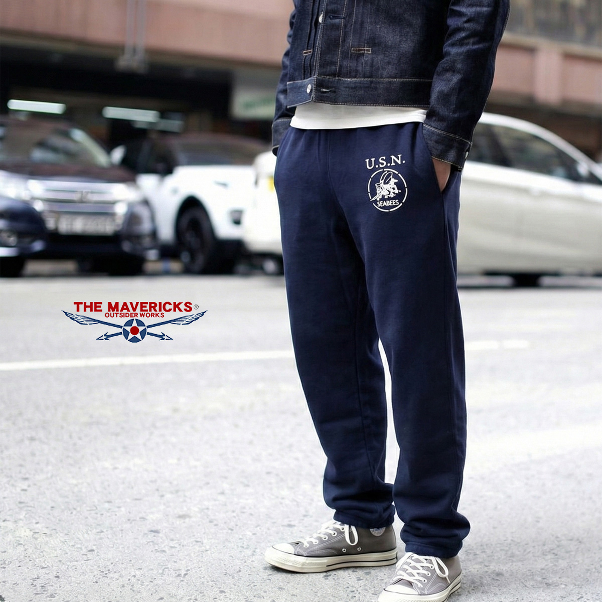 裏起毛のNAVY ミリタリー スウェットパンツ セットアップ可能