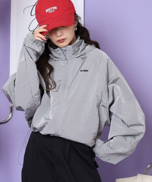 NERDY ナイロンジャケット スリーブシアリングウィンドブレーカー